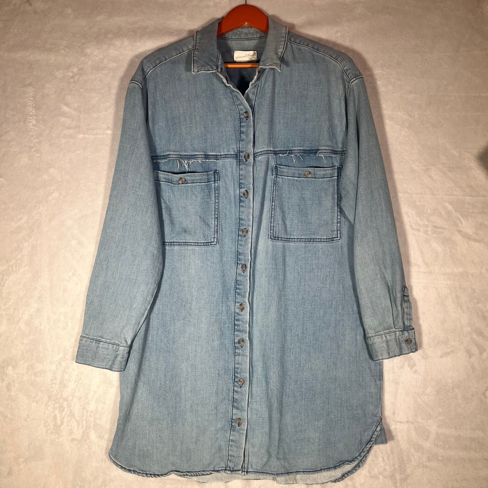 Universal Thread Denim Shirt‎ Dress Womens Large Blue Light Wash Button Down L